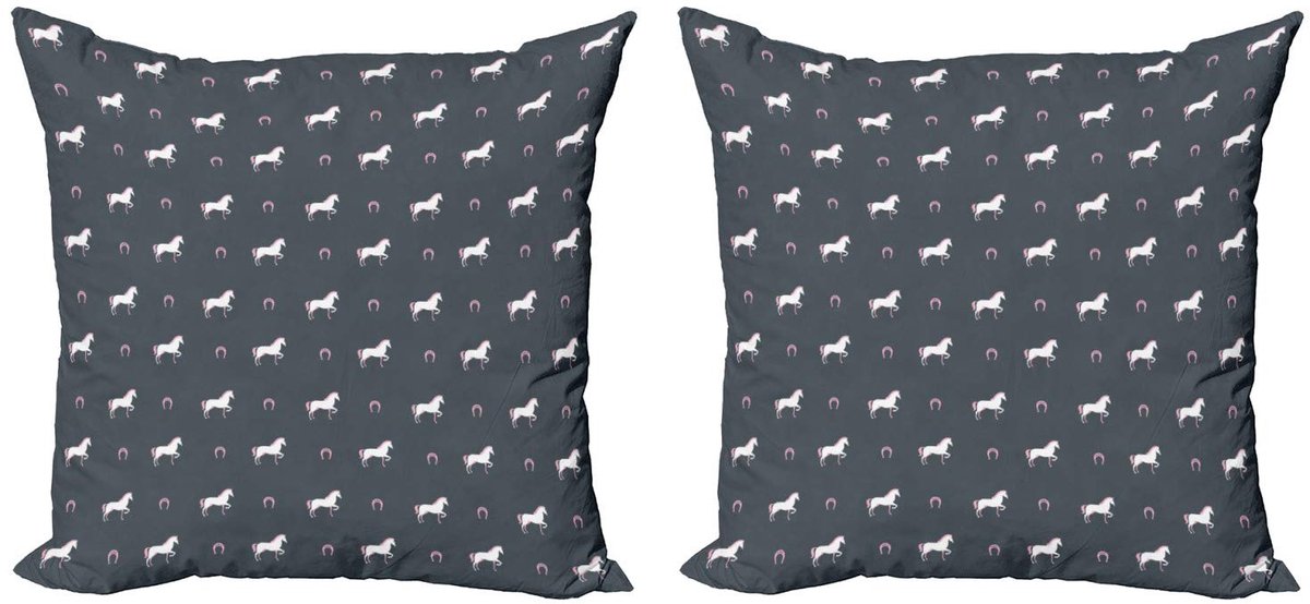 ABAKUHAUS Paarden Kussenhoezen Set – 2x50x50 cm – Wilde Mustang – Dubbelzijdig Lila
