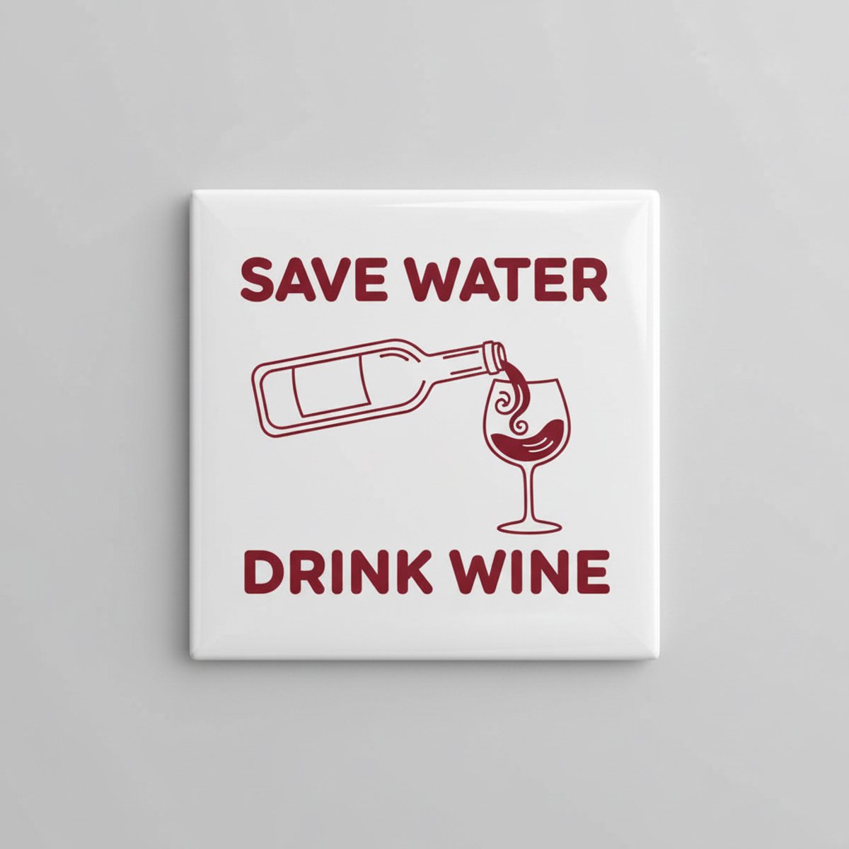 Grappige Quote Keramische Tegel “Save Water Drink Wine” – Wijnliefhebber Keuken Wanddecora