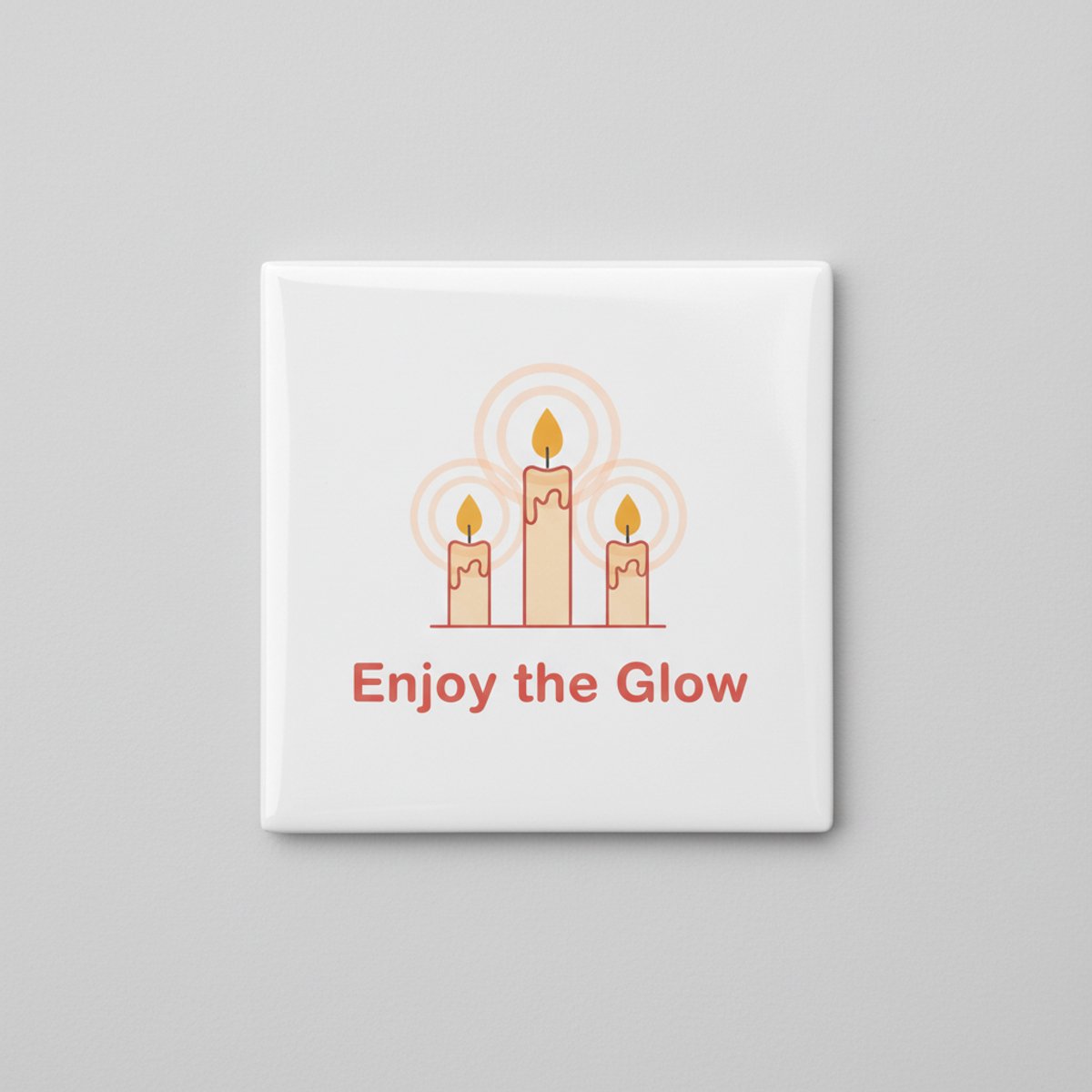 Inspirerende 15×15 cm Keramische Tegel – “Enjoy the Glow” Kaarslicht Illustratie Gezellige