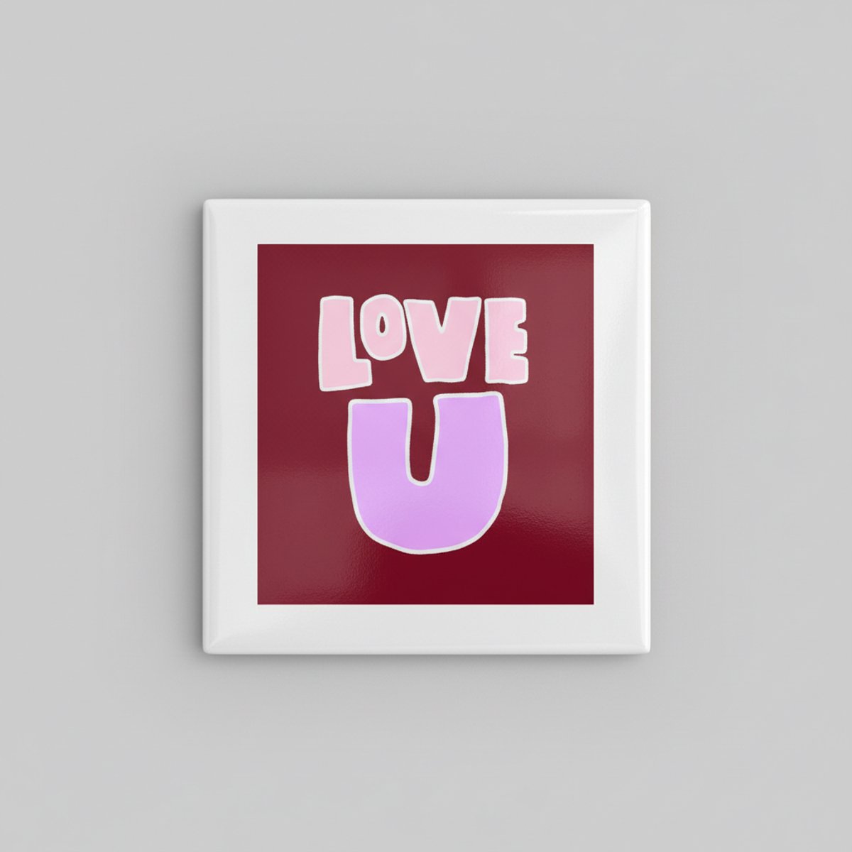 Nevolis “Love U” Romantische Tegel 15×15 cm – Schattig Roze-Rood Keramisch Cadeau voor Valentijn, Jubileum & Woondecoratie Multi Color