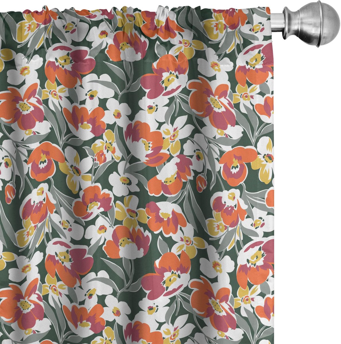 ABAKUHAUS Bloemen gordijnen – set van 2 – microvezel – veelkleurig Mehrfarbig