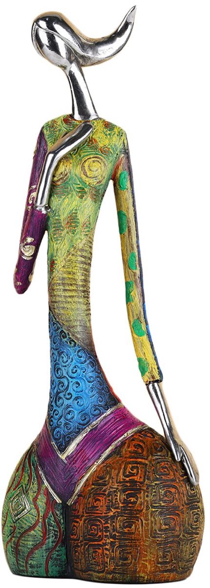 Stunq® Kunstvrouw Beeldhouwfiguren - Kleurrijk Yoga Karakterbeeld voor Moderne Huisdecoratie - Handgemaakte figuur met expressief ontwerp - Handgeschilderd olieverfschilderij Vrouwenstandbeeld (B)