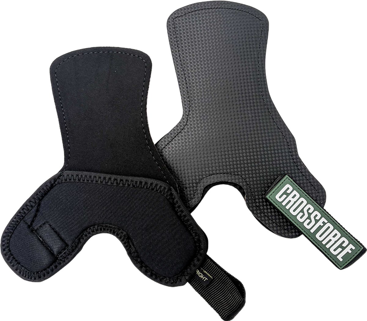 CrossFit CF x MV Grips Groen ONE-SIZE - Sport Handschoenen - Geschikt voor CrossFit, Fitness, Turnen & Gymnastics – Zwart met groen – Maat XL - Grips Vingerloos - Grips zonder Gaten - Ultra Sticky - wrist wraps - ondersteuning pols - 2x zweetbanden