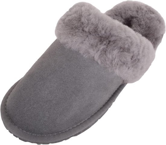 Hollert Dames & Heren Lamsvacht Pantoffels ZUGSPITZE GRIJS 100% Merino Schapenvacht voor welzijn - warm, ademend, grijs, 40 EU
