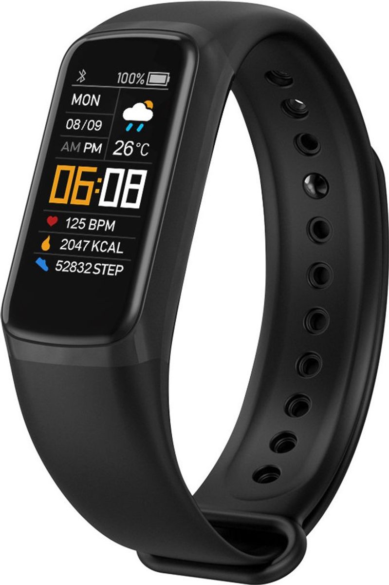 Fitness tracker met hartslagmeter, pulsoximeter en stappenteller - Zwart