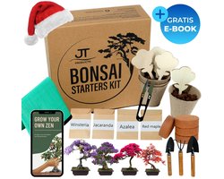 JT Products Bonsai Starters Kit – Met Uitgebreide E-Book – 4 Soorten Zaden – Bonsai Schaar – Bonsai Gereedschap – Bonsai Zaden – Bonsai Kit – Bonsai Boompje - Kweekset Cadeau - Bonsai Verzorgingsset - Kerst Cadeau