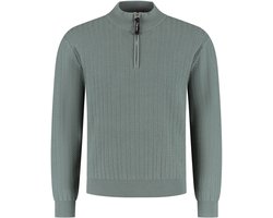PURE PATH Regular Fit Zig Zag Half Zip Knitwear Truien & Vesten Heren - Sweater - Hoodie - Vest- Olijf - Maat M