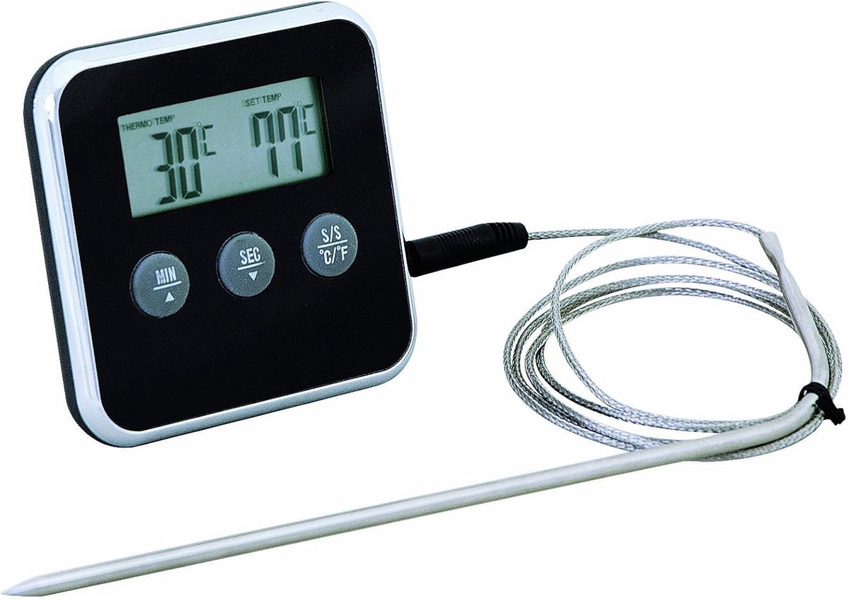 Digitale Keukentimer met Vleesthermometer en Sonde voor Perfect Gegaard Vlees