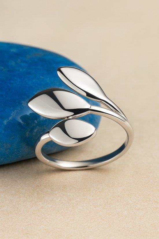 Zilveren verstelbare ring voor dames van roestvrij staal - Waterdichte Chunky Rings in zilver | Open damesring inclusief geschenkdoos (ringenmaat 52-60