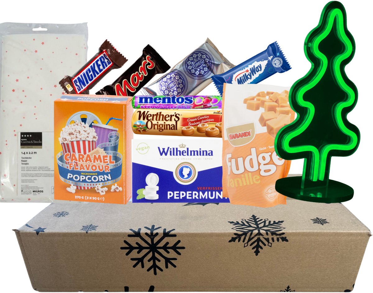 Kerstpakket S - Incl. Gadgets & Food t.w.v €40 - Cadeaupakket - Feestpakket - Doos - Voor Mannen & Vrouwen