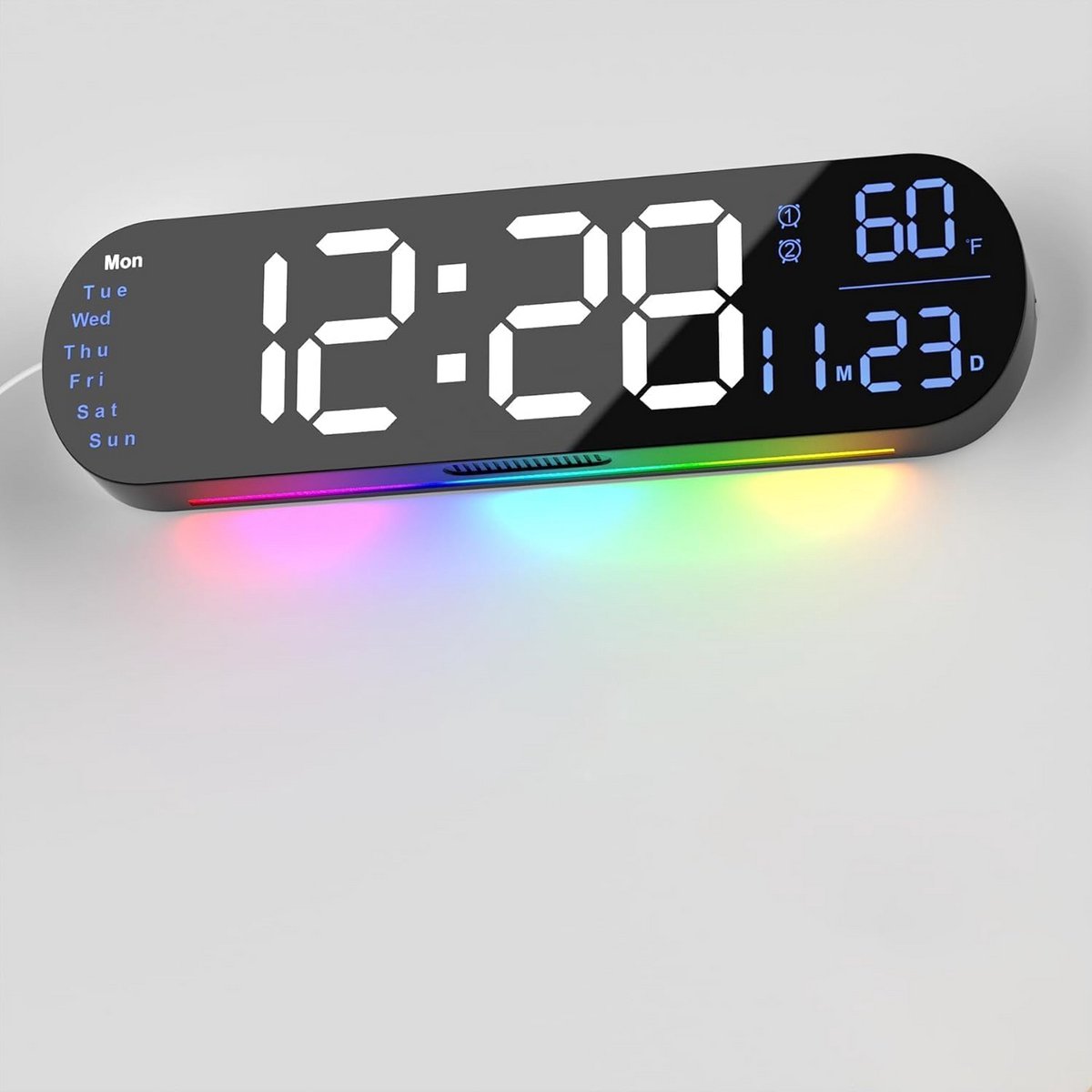 Grote Digitale Wekker met Afstandsbediening en RGB Licht
