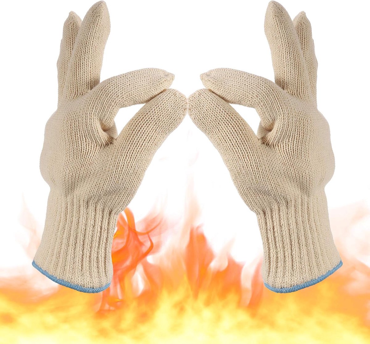 Anti-hitte Handschoen Keukenhandschoenen Hittebestendige Barbecue Handschoen Binnen en Buiten Dik Gebreid Katoen voor Oven Air Friteuse Hoge Temperatuur Grill Warme Gerechten Tuinieren