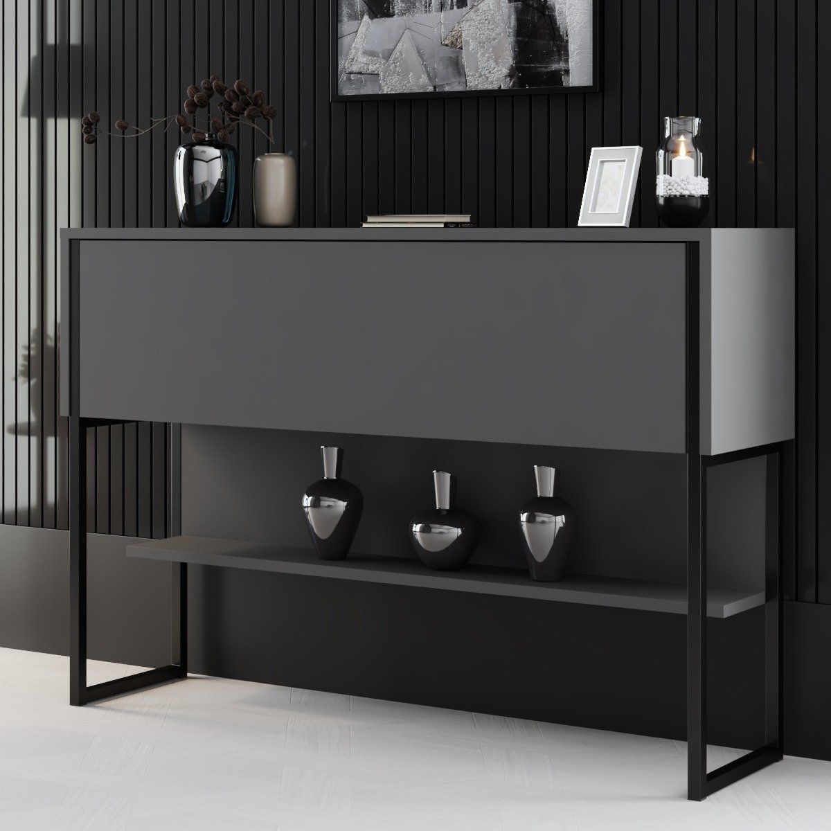 Skye Decor, Ladekast, Luxe - Black, Anthracite, Gemelamineerde spaanplaat, Zwart & Antraciet, 120 x 30 x 80 cm