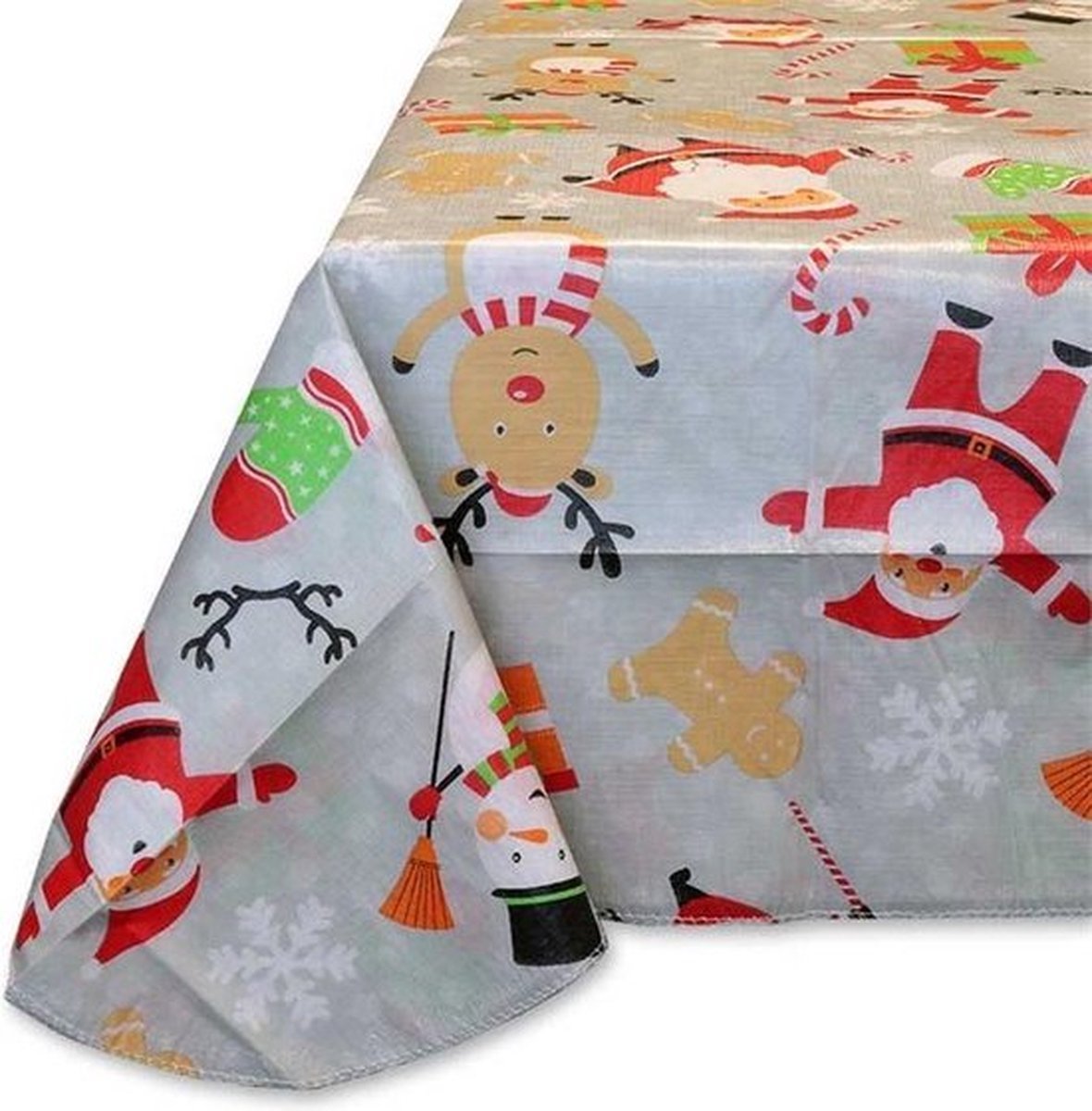 Kerst tafelkleed - Polyethyleen - Afneembaar - 140 x 230 cm - Lichtgrijs