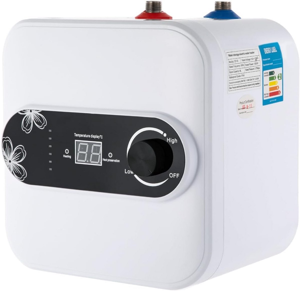 Elektrische Boiler 8 Liter - Compact Warmwaterapparaat met LED Display voor Keuken