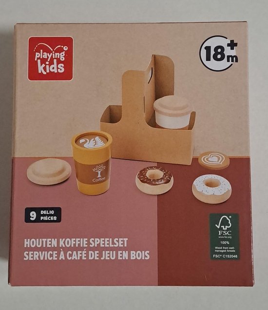 Playing Kids Houten Koffie Speelset 9-delig