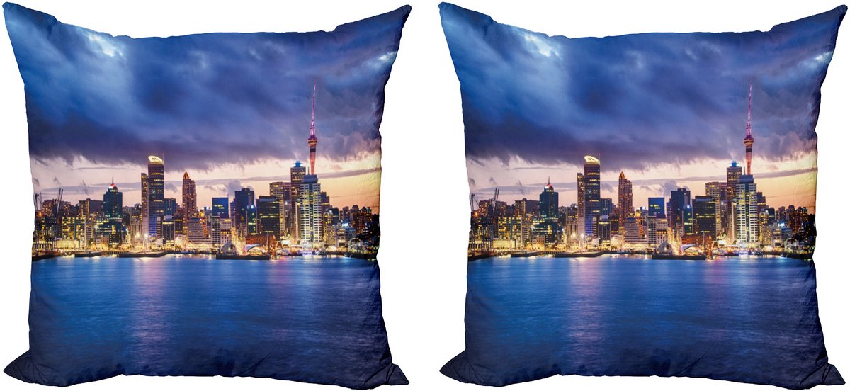 ABAKUHAUS Kussenhoes Auckland – Dubbelzijdig 50x50 Marineblauw Bleekgeel Marineblauw Geel