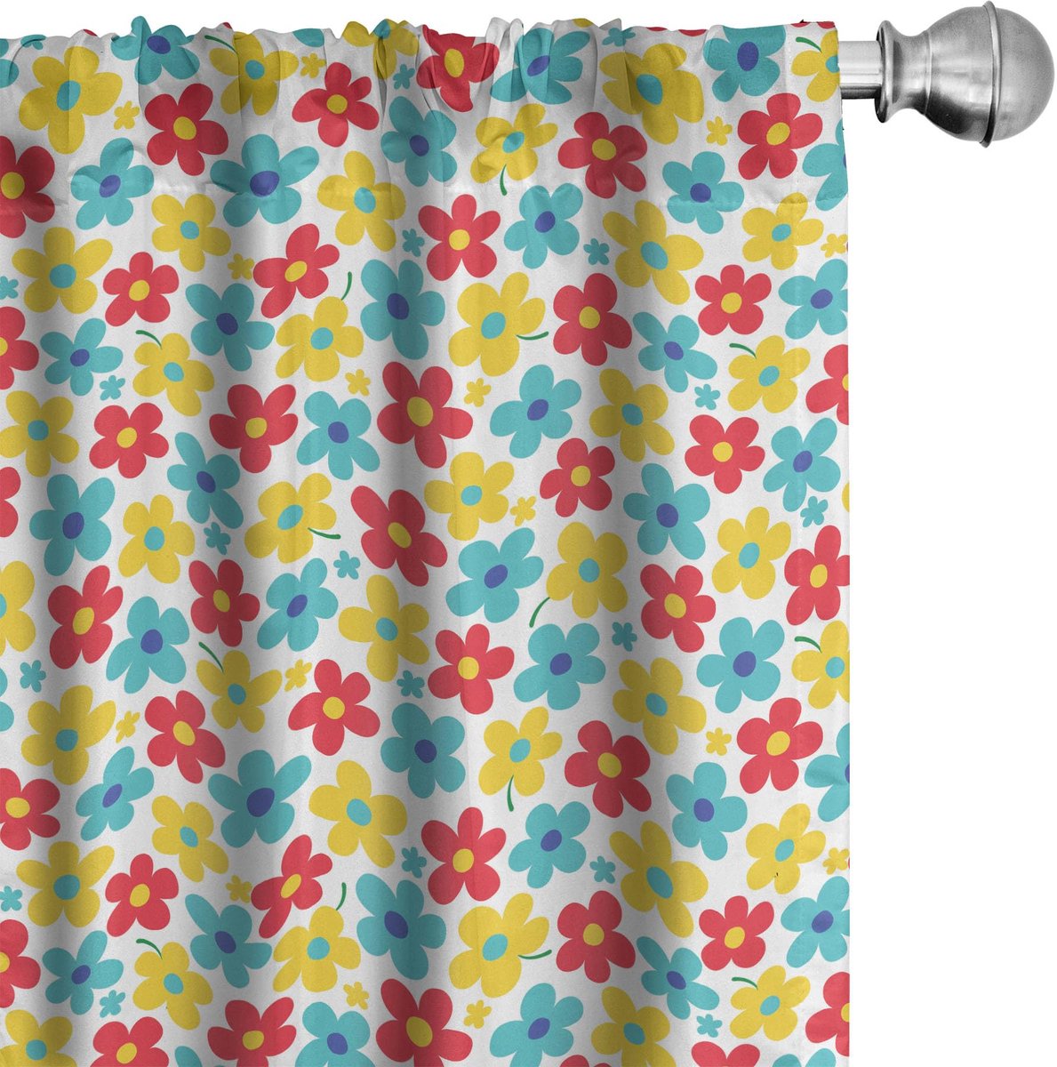 ABAKUHAUS Bloemen Gordijnen – 2x75x175 cm – Mikrofaser, Veelkleurig Mehrfarbig