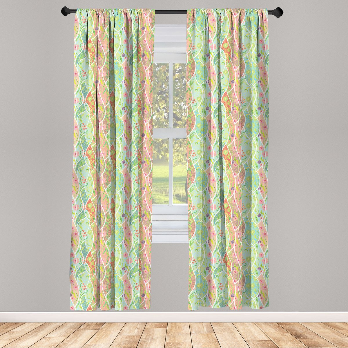 ABAKUHAUS Kleurrijke gordijnen – 2x75x245 cm – multikleurige microvezel