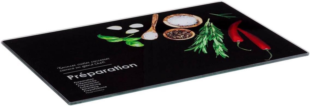 Glazen Snijplank Rechthoekig 30x20 cm Zwart Decoratief Hitte- en Krasbestendig