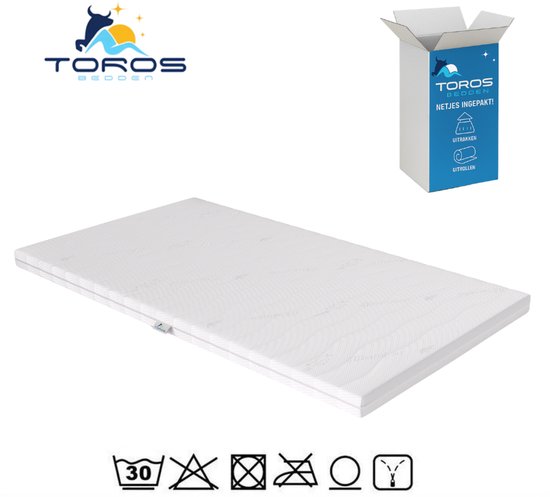 Topmatras - 120x200 - Topper Matras HR Koudschuim -Bamboo Hybrid - Topdekmatras - 9cm - Afritsbaar Wasbaar Tijk - Orthopedisch Purschuim - Anti-allergisch - Topper Hotel XL - Anti Bacterieel