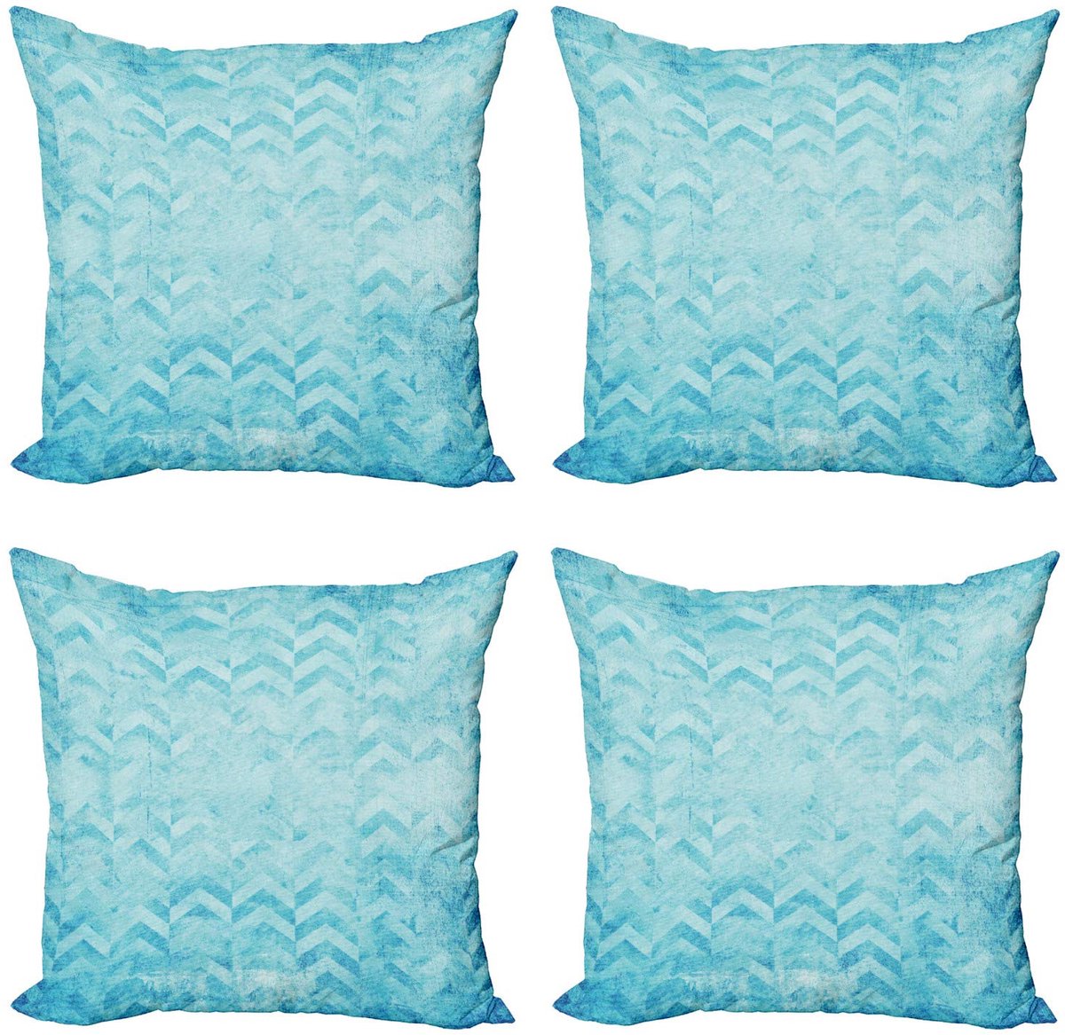 ABAKUHAUS Turkoois Chevron Kussenhoezen 40x40 cm – 4-pack, dubbelzijdig bedrukt Türkis