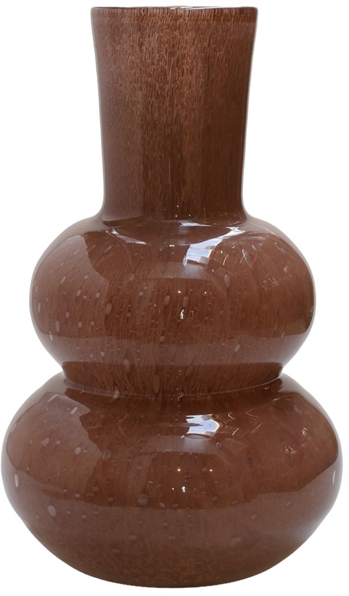 Vase The World Vaas Lindi Elite | Bruin - Brown | Dik Glas | Mondgeblazen glas | Ø22 x H36 cm bruin tint