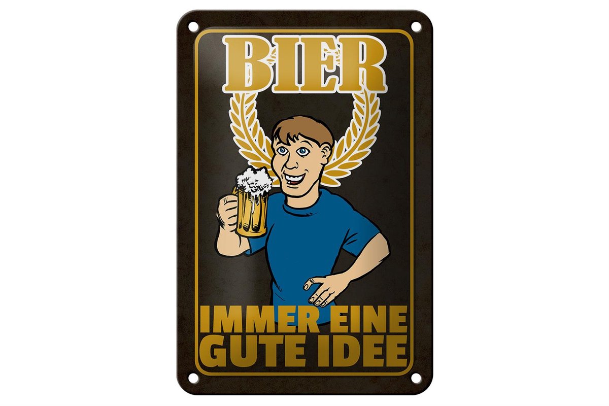 Blechschild Alkohol 12x18cm Bier immer eine gute Idee