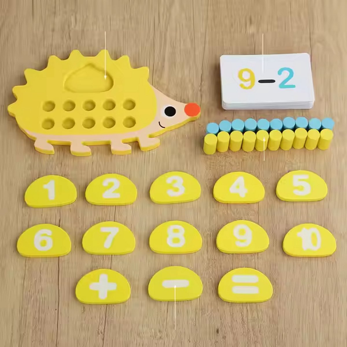 Educatief Rekenspeelgoed – Montessori - Houten Egel Rekenspel – Montessori Telspel – Leren Rekenen – Cadeau – Speelgoed 3+ — afbeelding 6