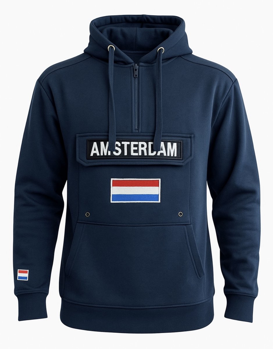 AMSTERDAM CITY ESSENTIALS HOODIE Donkerblauw