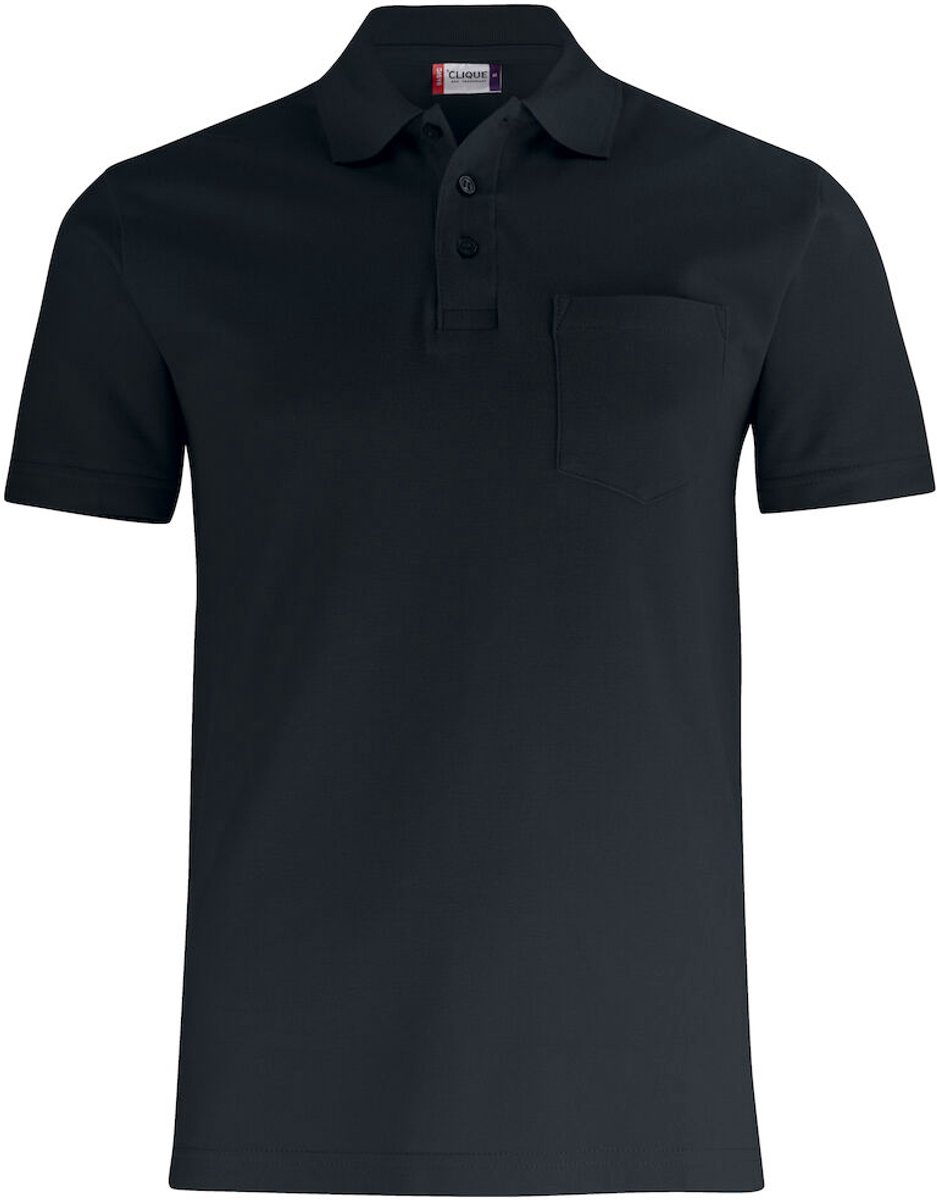 Clique Basic Polo Pocket 028255 - Zwart - XL