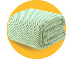 Pasper Fleece deken 150 x 200 cm - Groen - 230 GSM - Wafelstructuur voor extra warmte - Zachte plaid voor bank, bed en decoratie