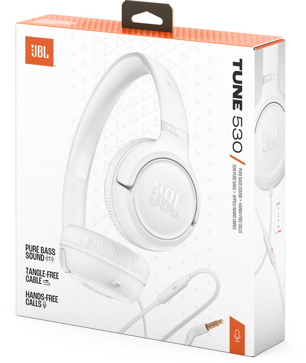 JBL Tune 530 - Bedrade On-ear Koptelefoon - Hoofdtelefoon met Kabel & Microfoon - 3.5 mm Aansluiting - JBL Pure Bass - Voor iPhone, Samsung, Tablet & Laptop - Wit – foto 5