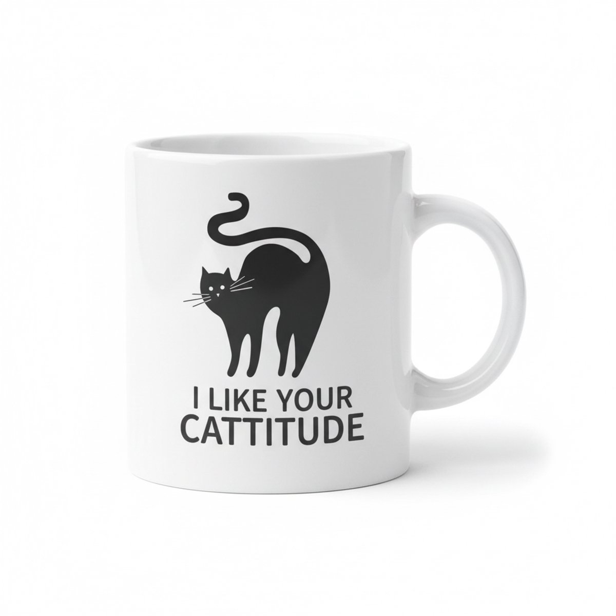 I Like Your Cattitude Mok - 330ml Keramische Koffiekop met Grappig Kat Design