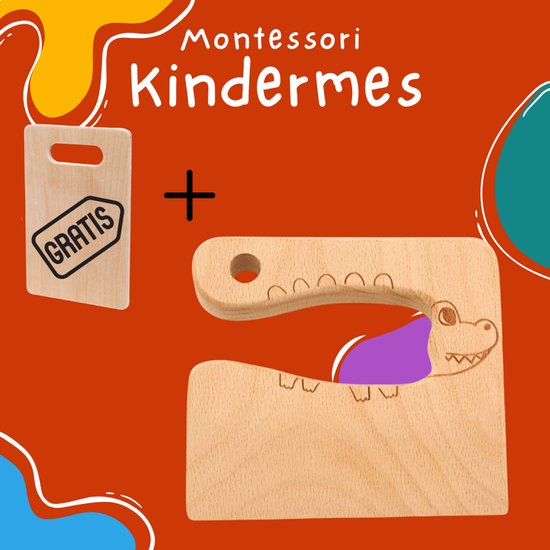 Couteau enfant Montessori en bois édition Crocodile - Couteau de chef Kinder - Kiddikutter - Tout-petit cuisinier