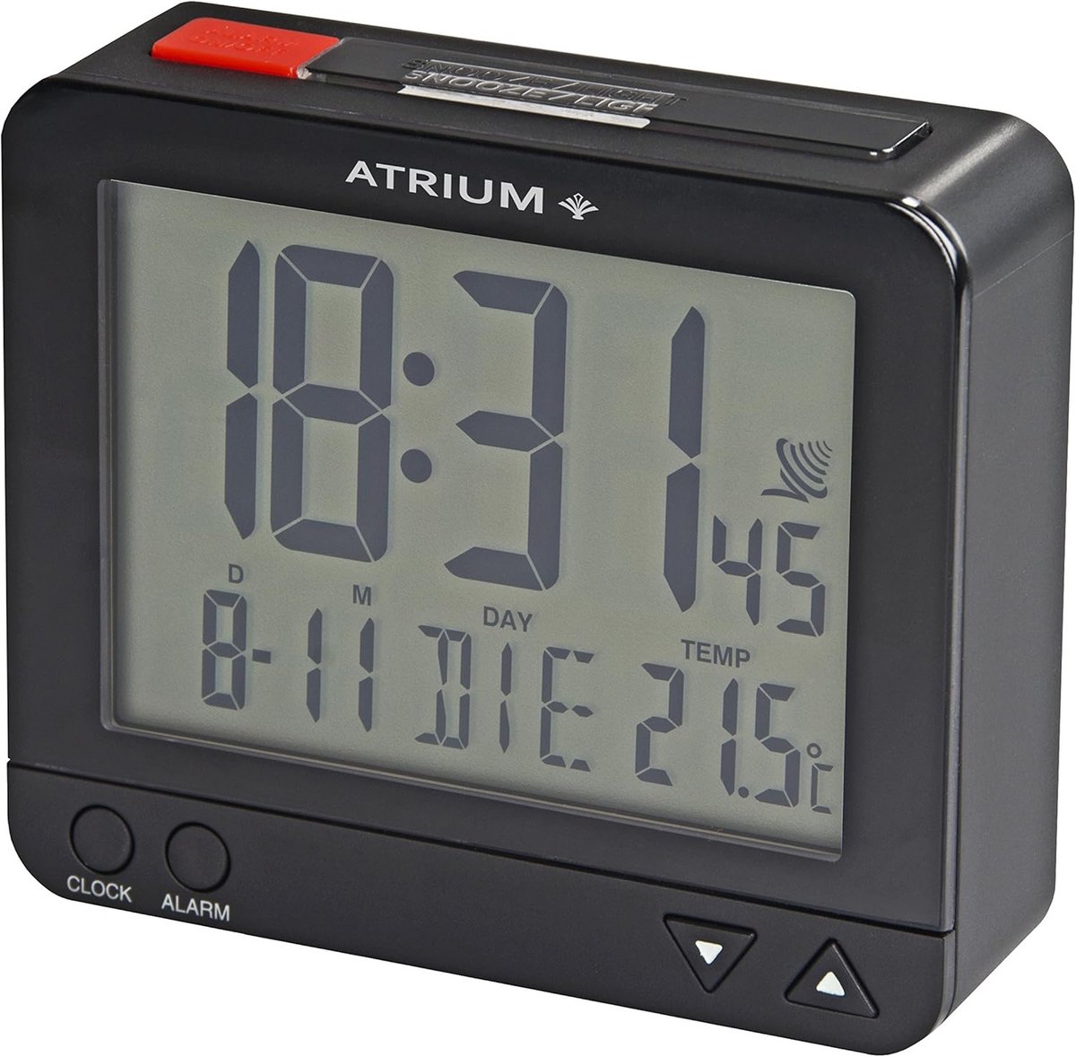 Digitale Radiogestuurde Wekker Zwart met Snooze, Datum en Temperatuurweergave