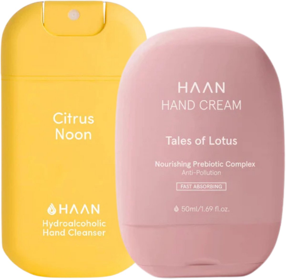 HAAN Handspray Citrus Noon & Handcrème Tales of Lotus - Set van 2 Stuks - Duo-pack - Navulbaar