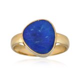 Cavill - Zilveren ring 925 Sterling verguld - 3,4 ct opaal doublet fancy slijpsel - elegante dames ring MONOSONO collectie blauw schitterend