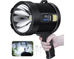 100.000 Lumen Solar Schijnwerper – Oplaadbaar, COB LED, 6 Standen, IPX5, Voor Tuin & Buitenbeveiliging (Zwart)