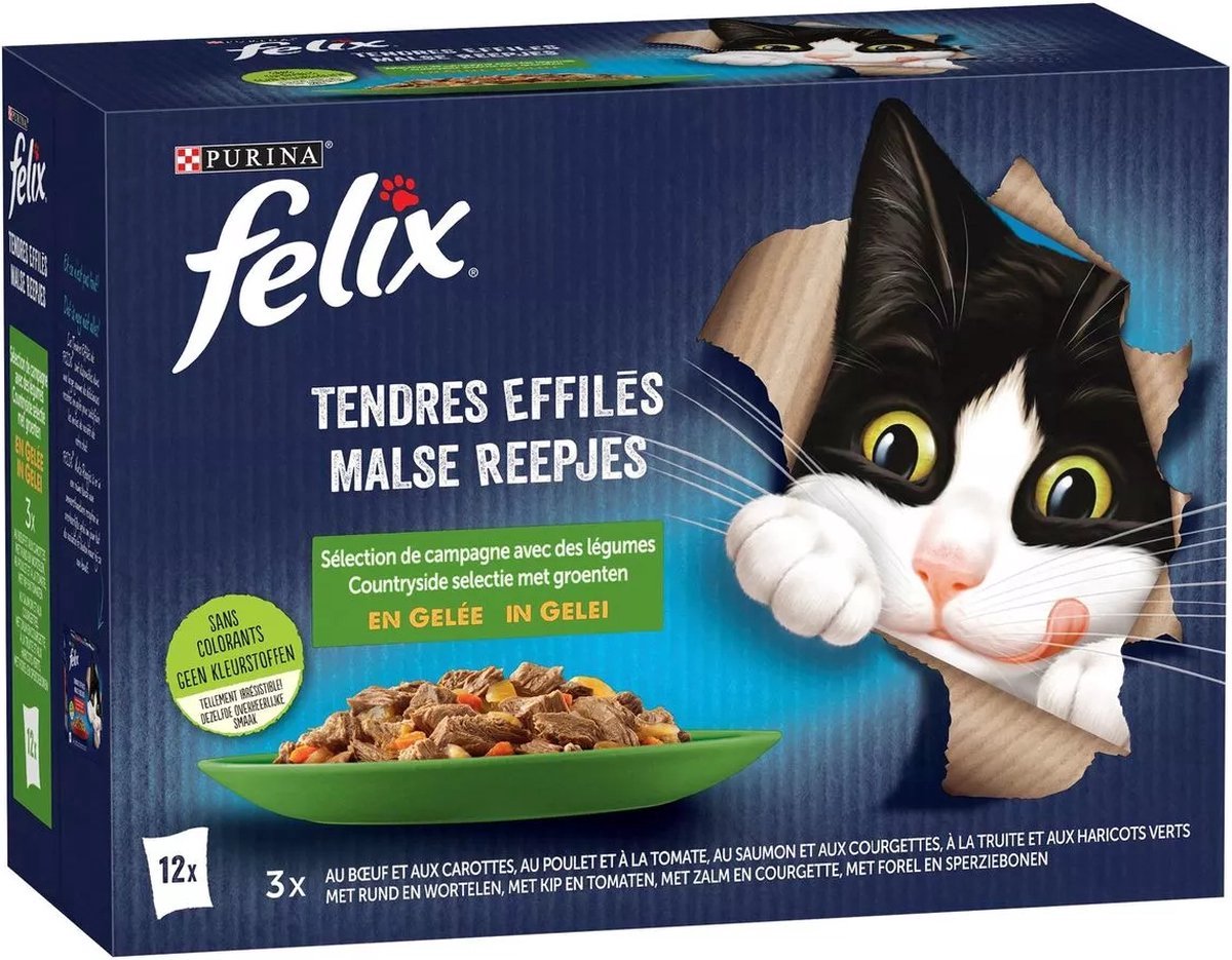 Felix Felix - Malse Reepjes Countryside in Gelei met Groenten (12 x 85 g)