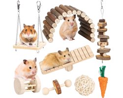 Naleo® Hamster Speelgoed - Set 8 Delen - Hamsterspeelgoed - Speeltje Voor Hamster - Speelgoed Voor Knaagdier - Konijnen Speelgoed - Speelgoed Voor Cavia - Hamster Speeltjes - Konijnen Speeltjes - Speelgoed Voor - Rat - Ratten - Gerbils