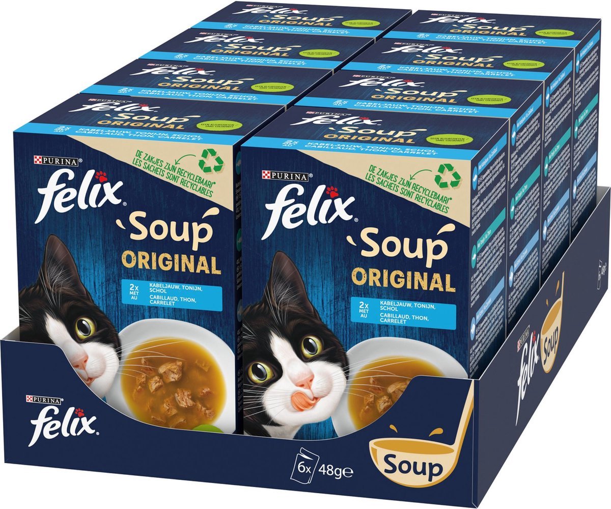 Purina Felix Soup Vis Selectie - Kattenvoer Natvoer - 6x 48 g