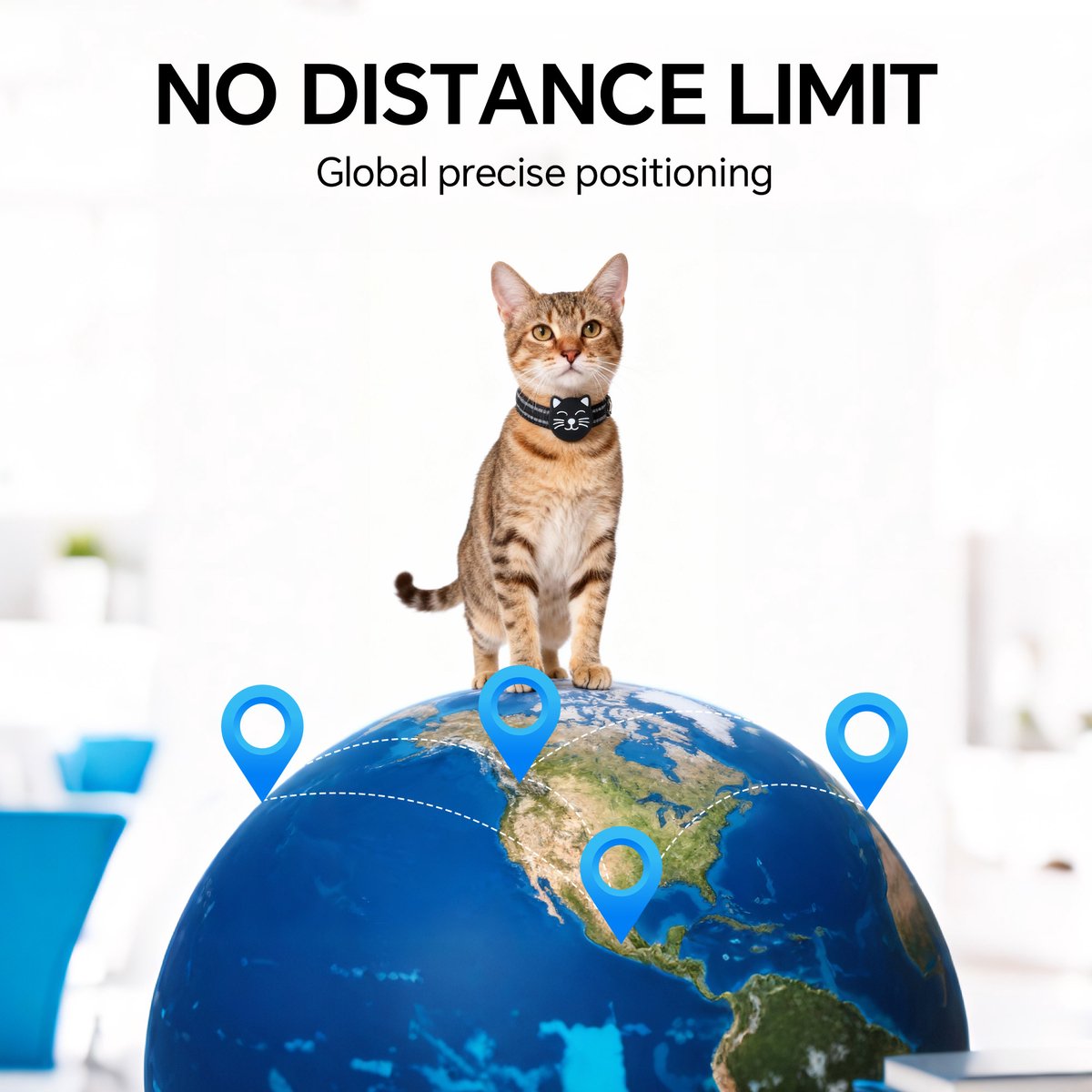 GPS KattenTracker - Zonder Maandelijkse Kosten - Werkt Met Android - IP68 Waterdicht - CR2032 Batterij (1+ Jaar) - Verstelbare Nylon Halsband - Halsomtrek 28-39 cm - Blauw thumbnail 7