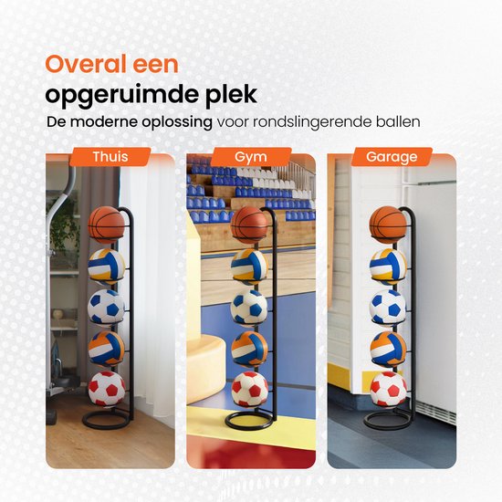 Basketbal Opbergrek,5-Laags Sportballen Opbergstandaard Basketbal Opbergrek,5-Laags Sportballen Opbergstandaard