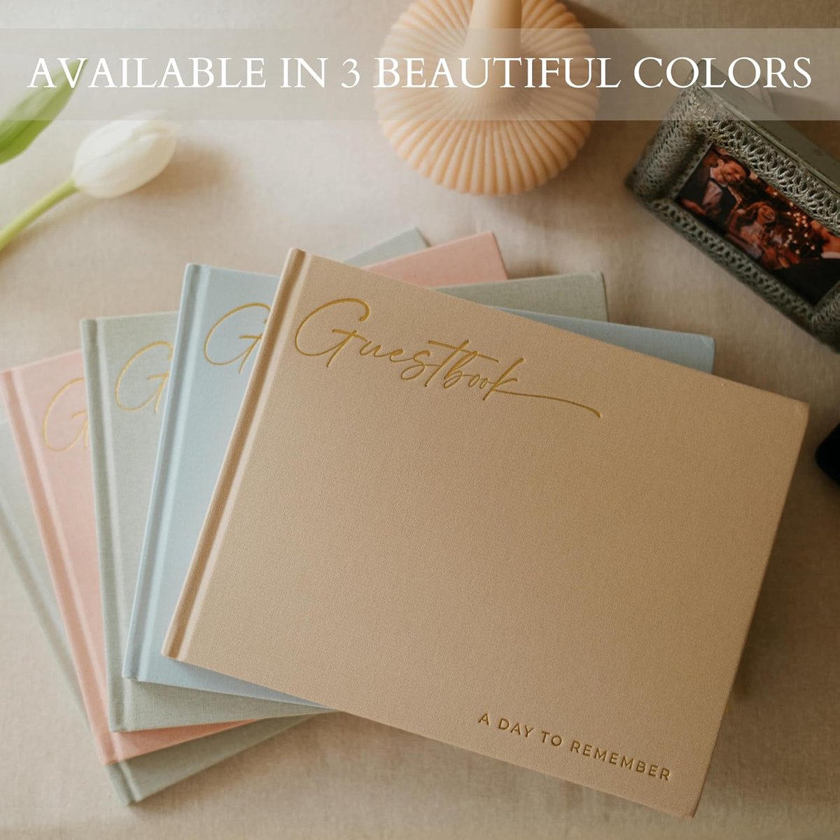 Candala Prachtig bruiloftsgastenboek voor je huwelijksreceptie, eenvoudig en elegant gastenboek om in te schrijven en polaroidfoto's toe te voegen, het perfecte gastenboek voor de babyborrel en die