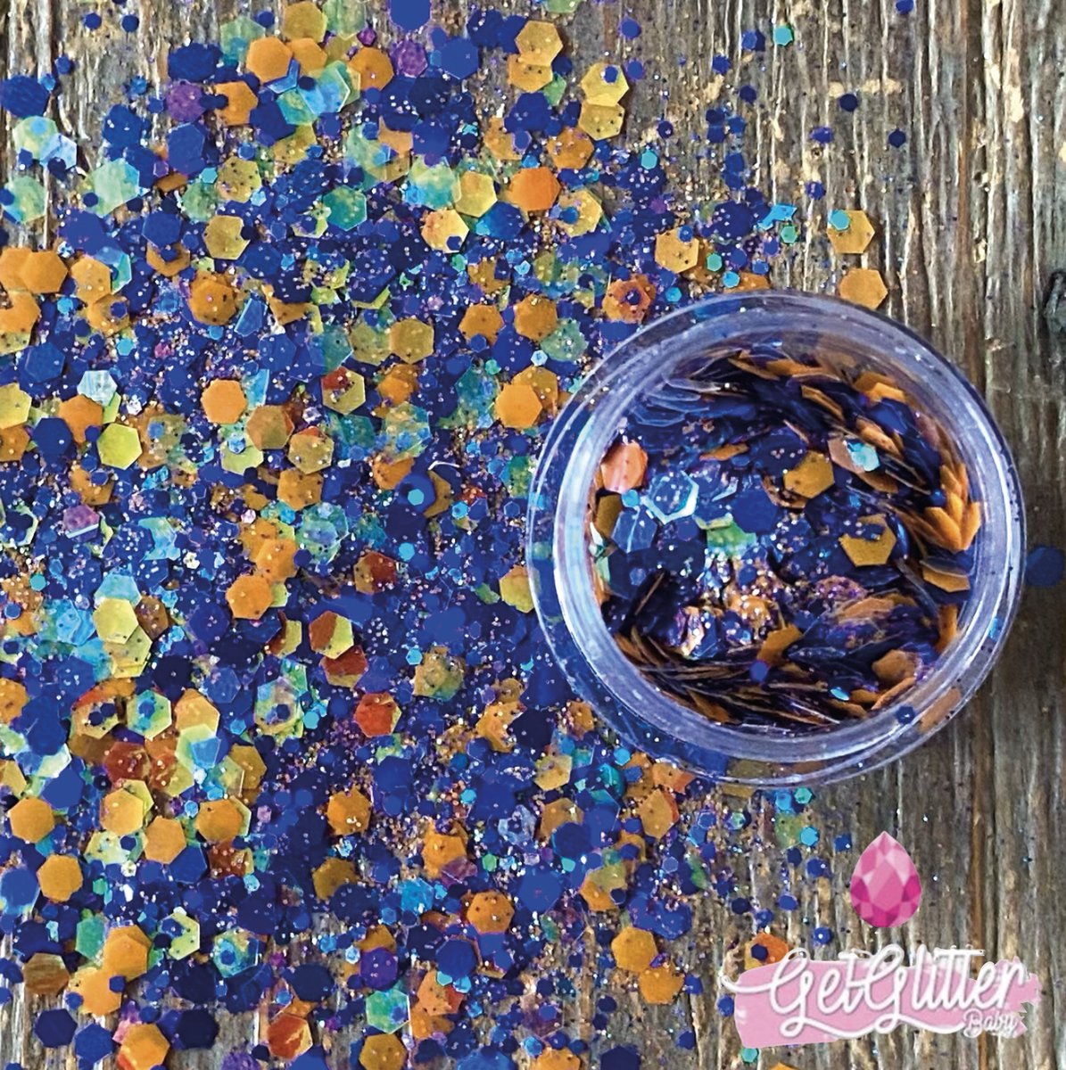 GetGlitterBaby® - Lampegat Glitter Blauwe Oranje Biologische / Eindhoven Biologisch afbreekbare Chunky Festival Glitters voor Lichaam en Gezicht / Biodegradable Face Body Skin Glue Carnaval Glitter Jewels Mix - Blauw met Lijm Gel HuidLijm — cadeau in Cadeau-ideeën - foto 2