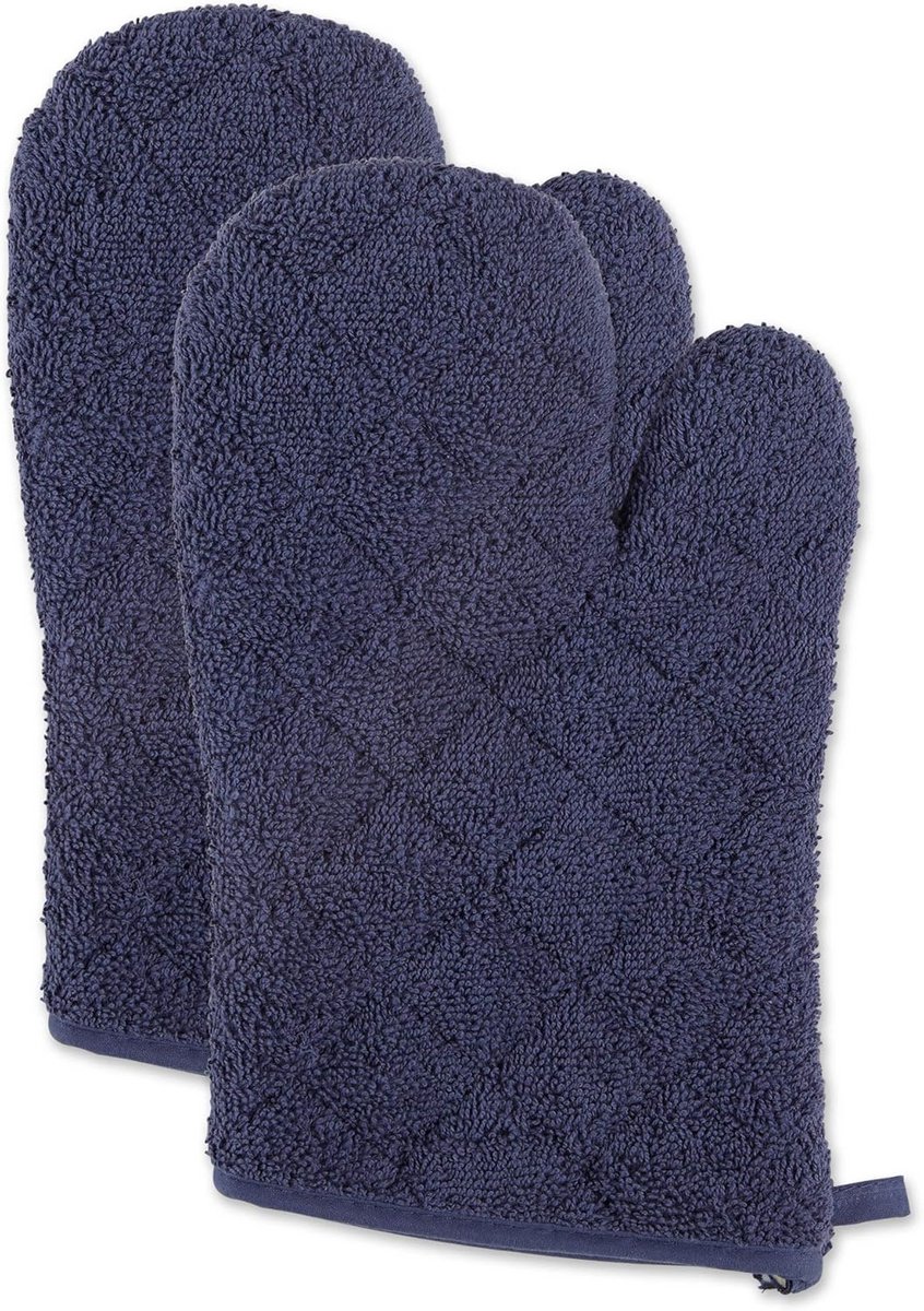 Set van 2 Gewatteerde Ovenwanten 100% Katoen in Frans Blauw