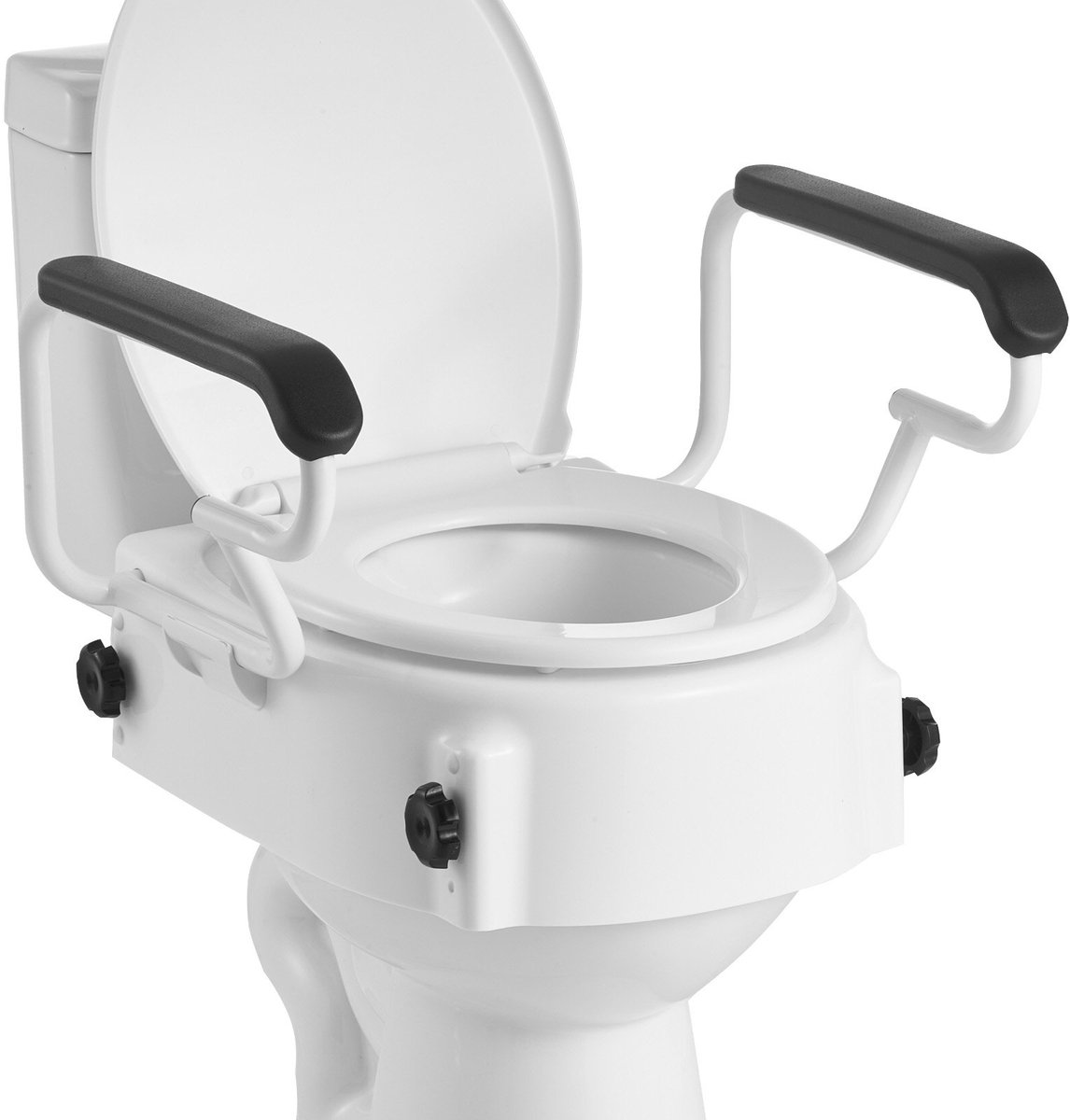 Toiletverhoger - Toiletbrilverhoger met Gewatteerde Armleuningen - Hoogte Verstelbaar (3 standen) - Draagvermogen 136 kg - Voor Ouderen en Mindervaliden