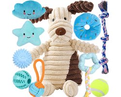 Famanu – Kauw- en piepspeelgoed voor puppy’s – Pluche hondenspeelgoed – Set van 10