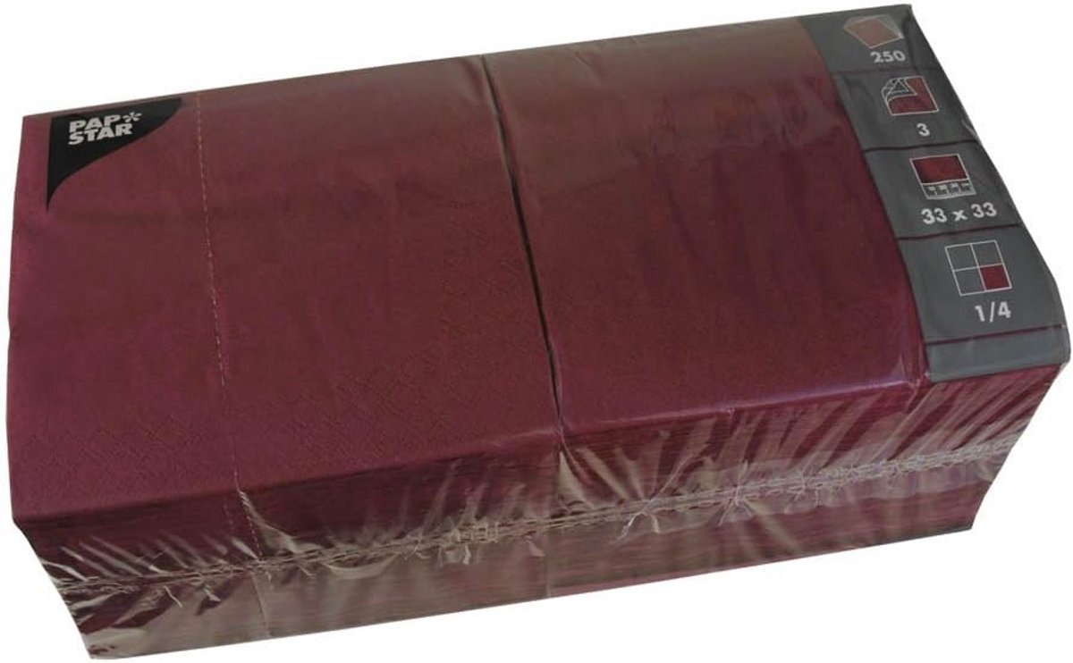 Bordeaux Rode Servetten 33x33 cm - 3-laags Tissue, Set van 250 Stuks